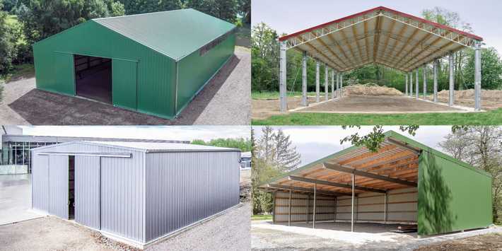 Collage aus Fotos verschiedener Hallentypen