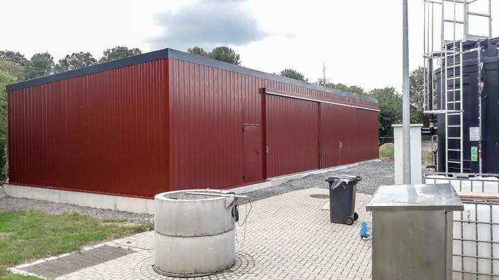 Pultdachhalle rot Pultdachhalle rot